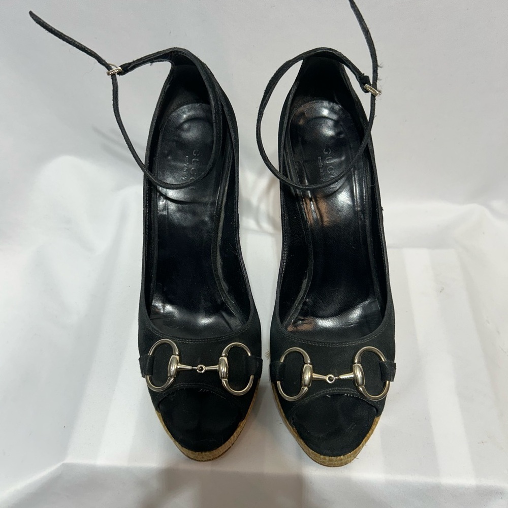 GUCCI espadrilles wedges with horsebit design and ankle strap. Size 8. B… - Picture 2 of 15